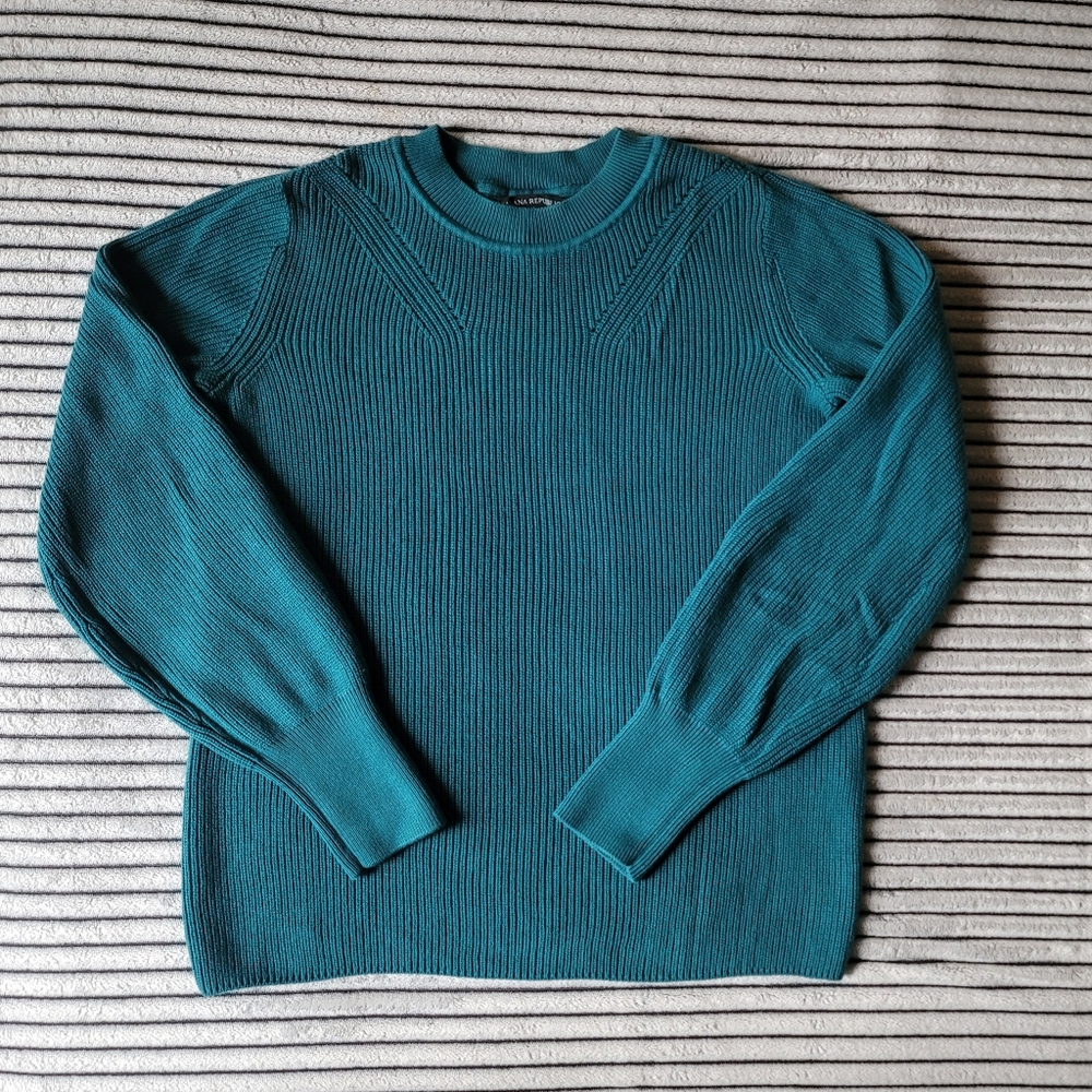 Banana Republic Women Teal Ribbed Long Sleeve Sweater Size XS